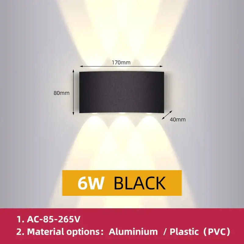 Modern circular black solar led wall light garden exterior decor