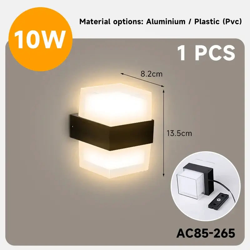 Modern circular black solar led wall light garden exterior decor