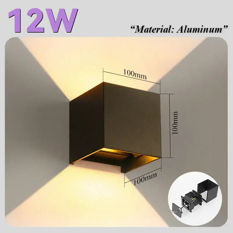 Modern circular black solar led wall light garden exterior decor