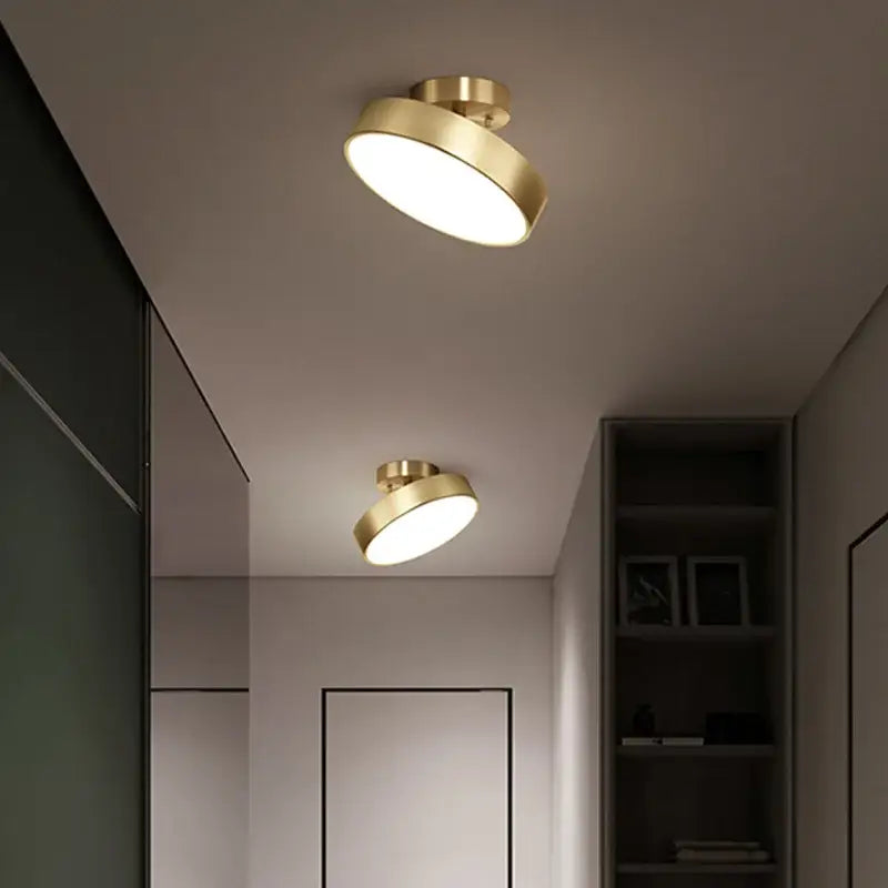Modern circular brass led ceiling chandelier for living room