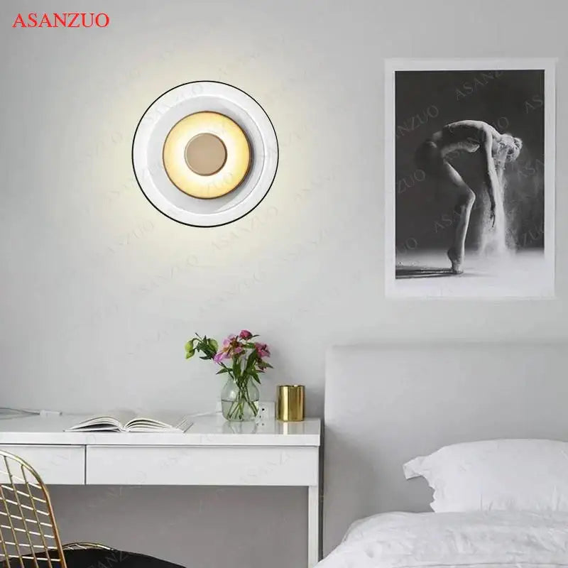 Modern circular glass bowl led wall sconce for bedroom decor