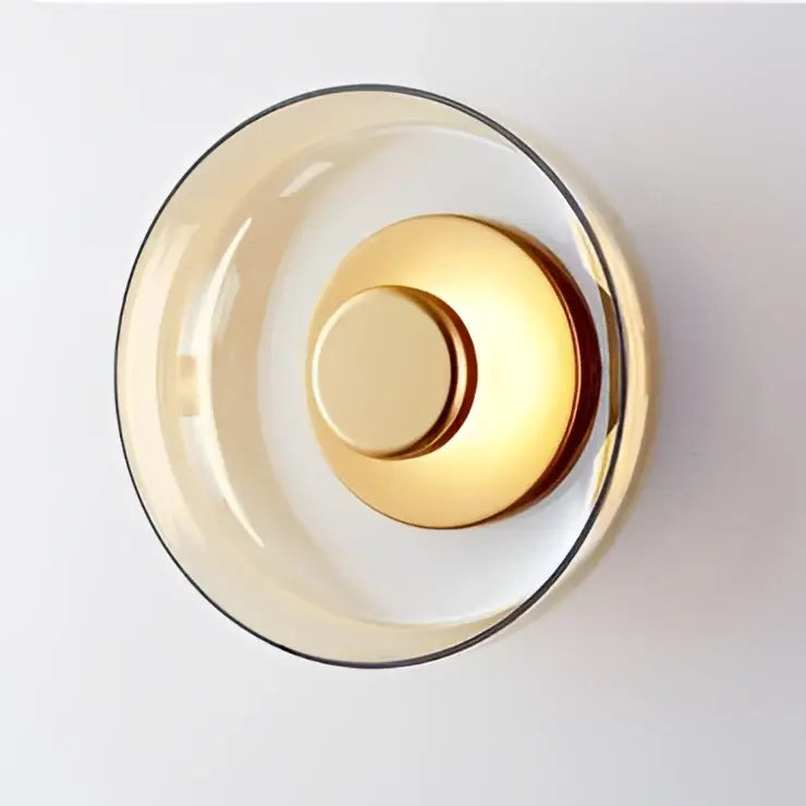 Modern circular glass bowl led wall sconce for bedroom decor