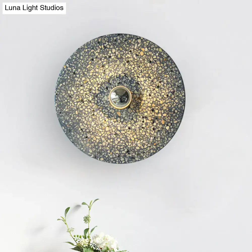 Modern circular terrazzo wall light in beige & lake blue for corridors