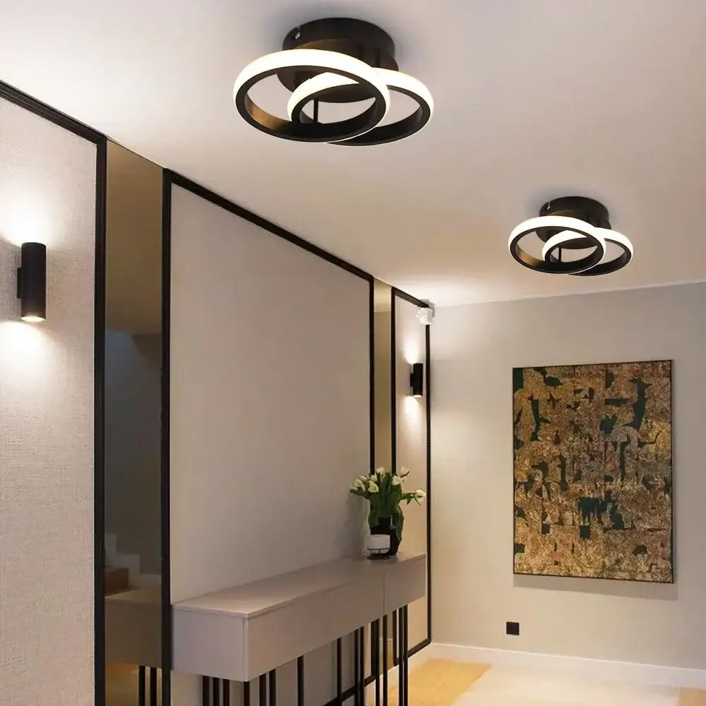 Modern circular white & black acrylic led ceiling light bedroom