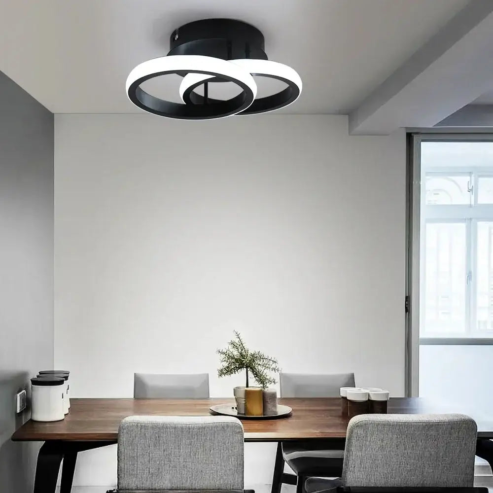 Modern circular white & black acrylic led ceiling light bedroom