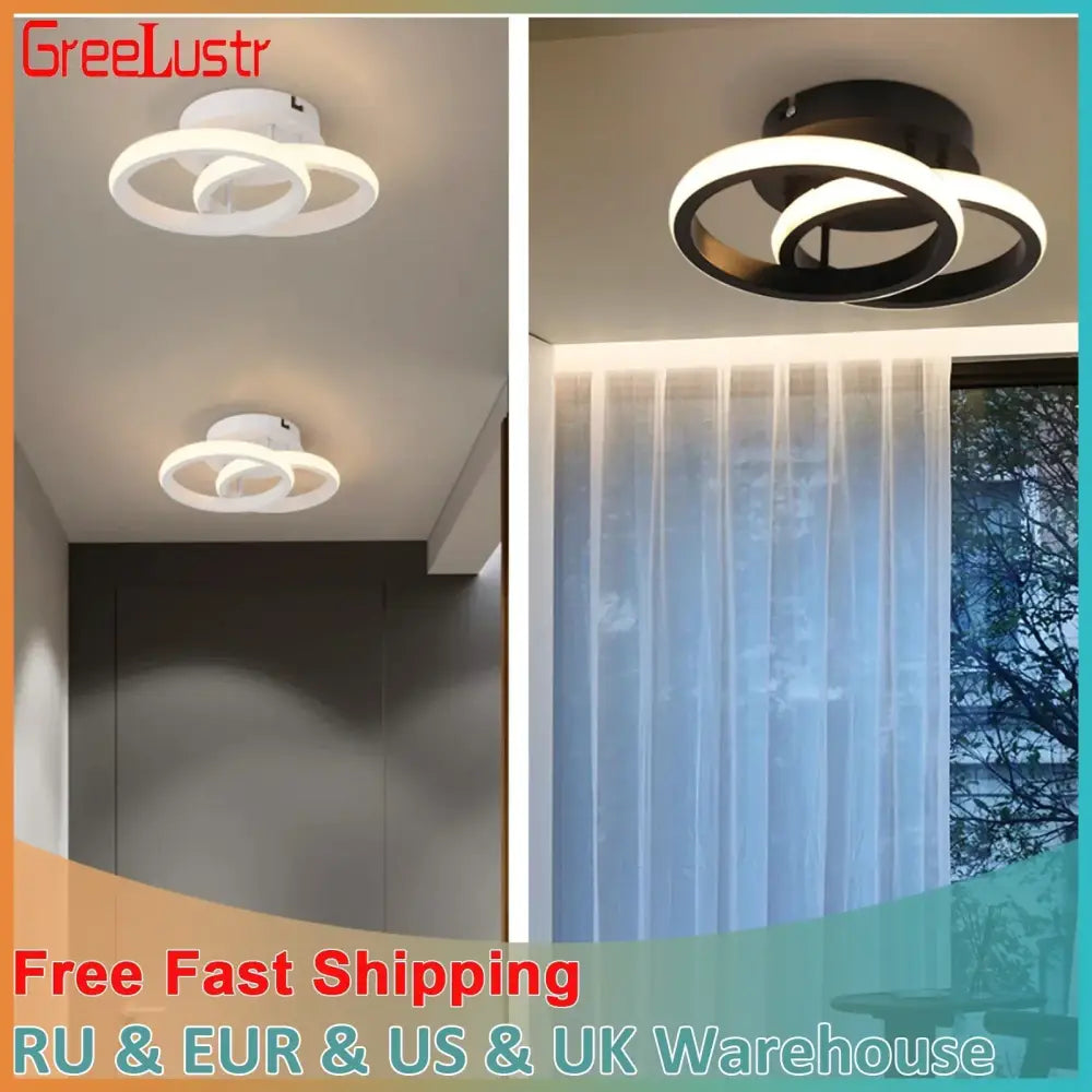 Modern circular white & black acrylic led ceiling light bedroom