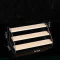 Modern clear acrylic and wood makeup organizer display – bedroom storage