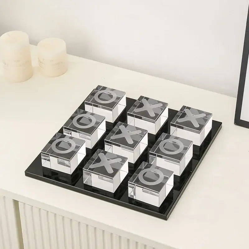 Modern clear acrylic tic tac toe set living room geometric crystal chess