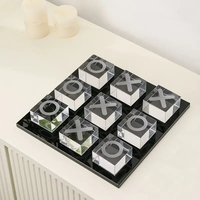 Modern clear acrylic tic tac toe set living room geometric crystal chess