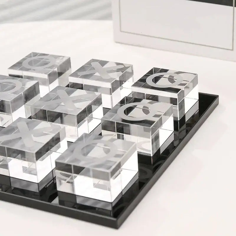 Modern clear acrylic tic tac toe set living room geometric crystal chess