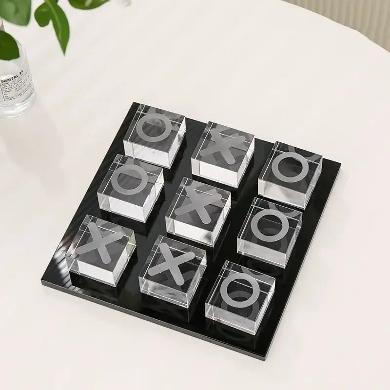 Modern clear acrylic tic tac toe set living room geometric crystal chess