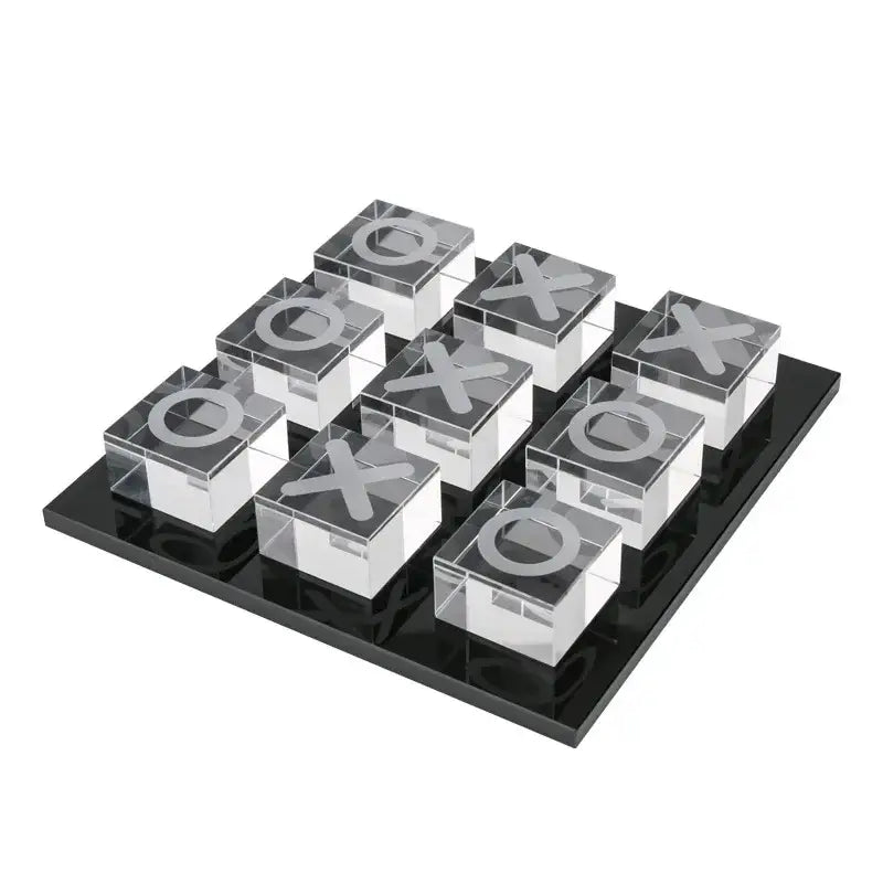 Modern clear acrylic tic tac toe set living room geometric crystal chess