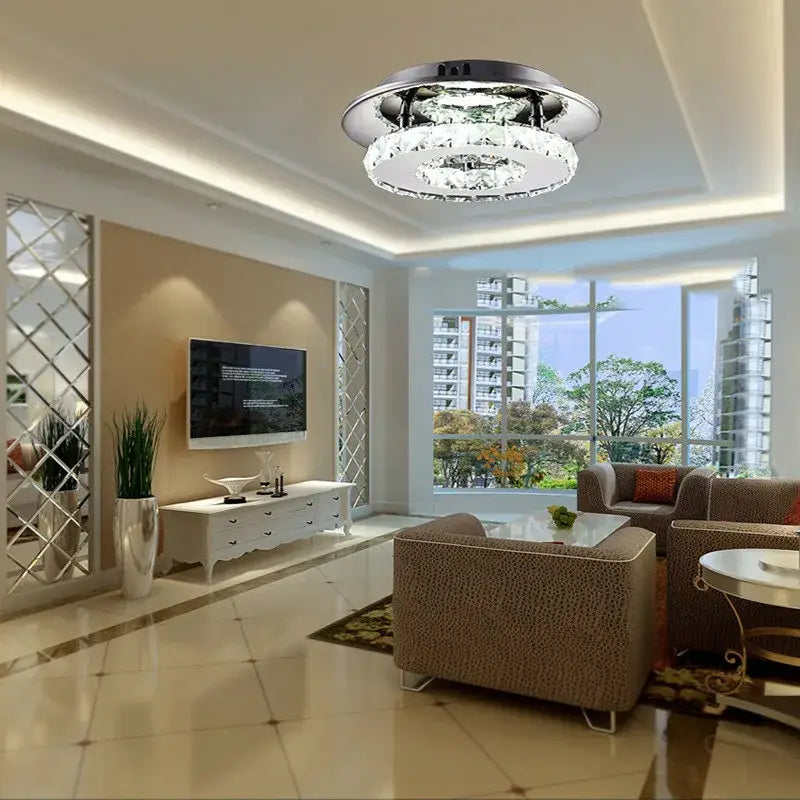 Modern clear & amber crystal led ceiling lights for living room