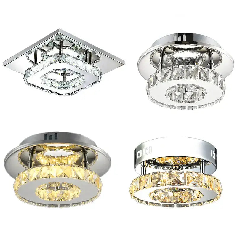 Modern clear & amber crystal led ceiling lights for living room