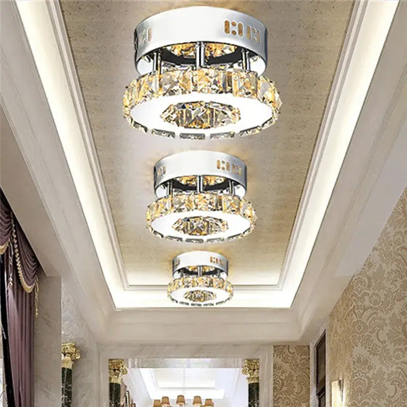 Modern clear & amber crystal led ceiling lights for living room