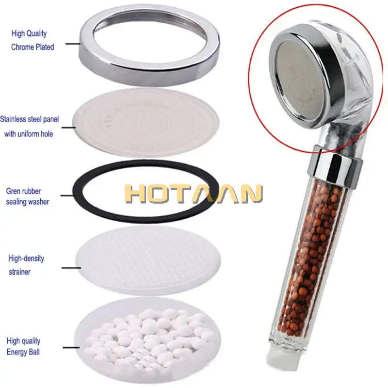 Modern clear glass crystal anion handheld shower head bathroom filter