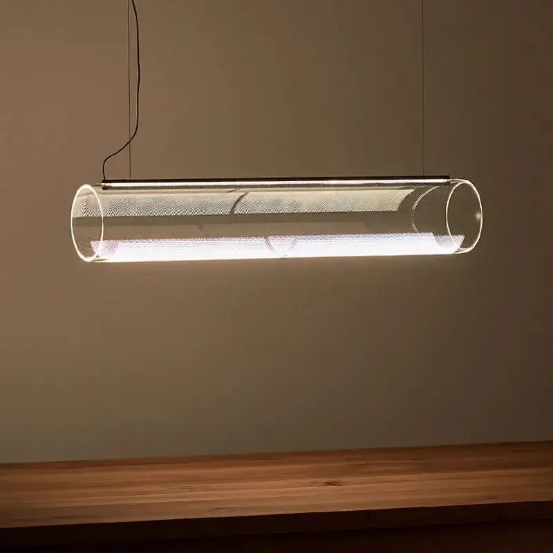 Modern clear glass cylinder chandelier dining room pendant light
