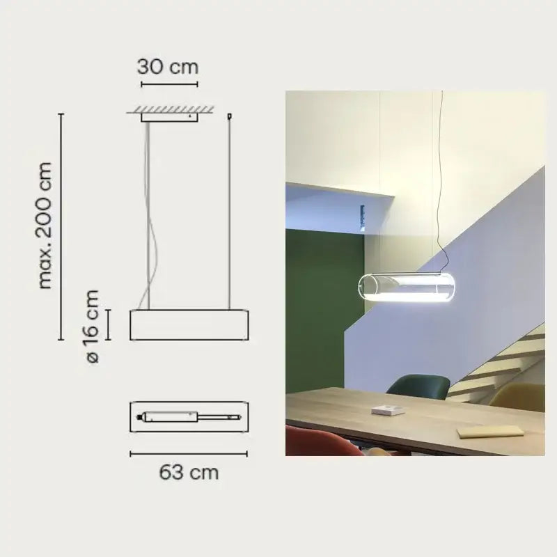 Modern clear glass cylinder chandelier dining room pendant light