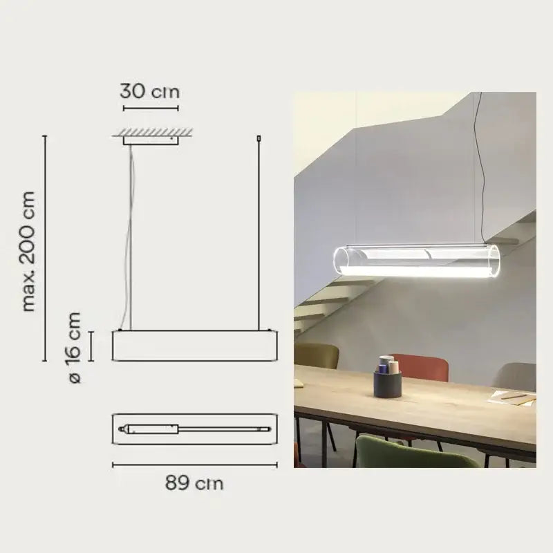 Modern clear glass cylinder chandelier dining room pendant light