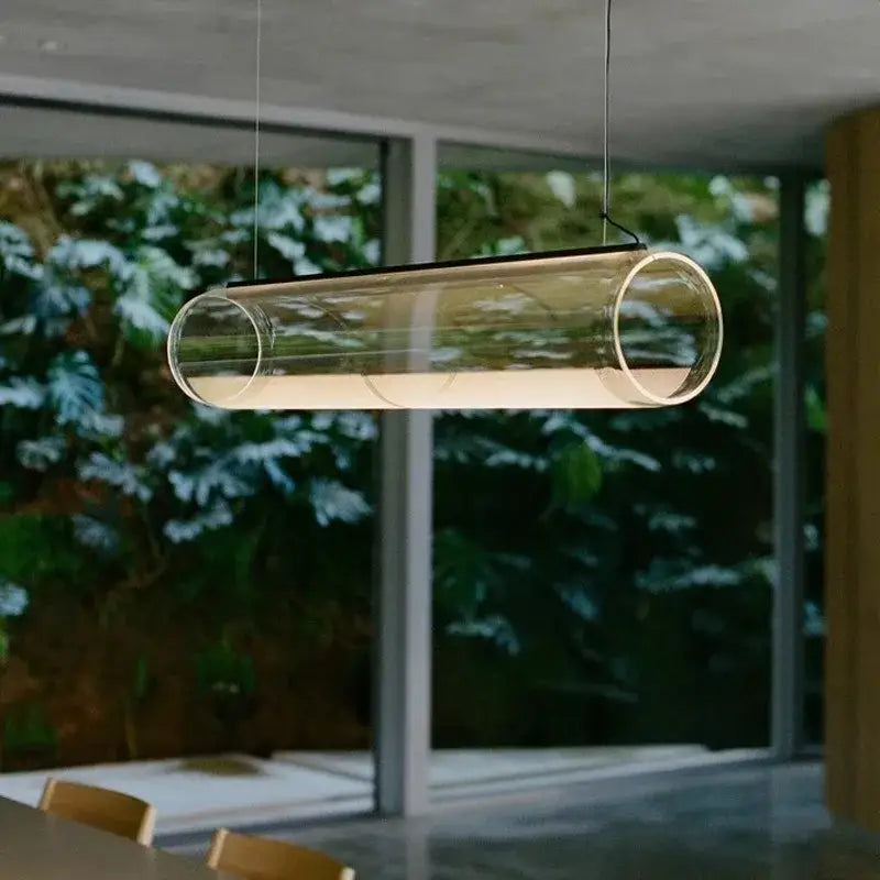 Modern clear glass cylinder chandelier dining room pendant light