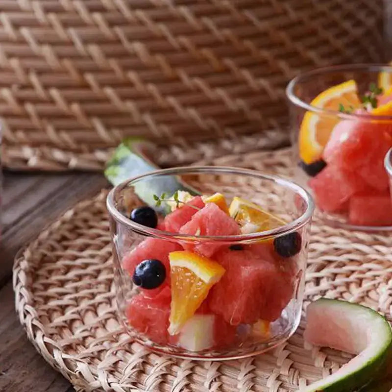 Modern clear glass dessert cup set dining room pudding glassware