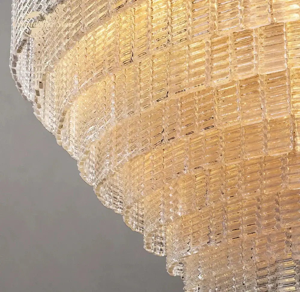 Modern clear smoke glass oval chandelier – dining room brass light