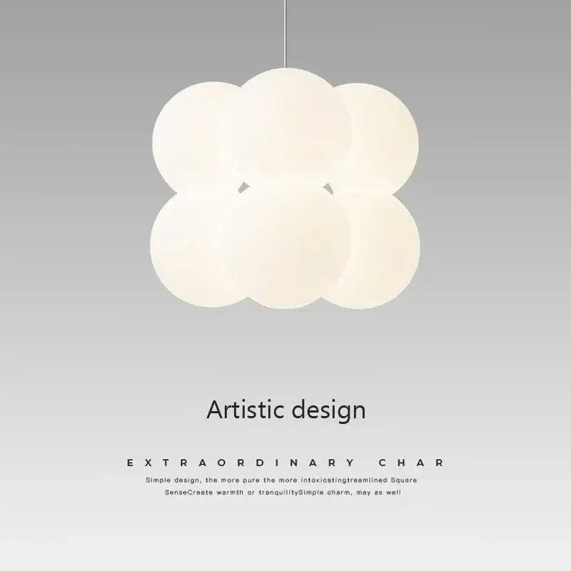 Modern cloud glass ball milky white chandelier living room light