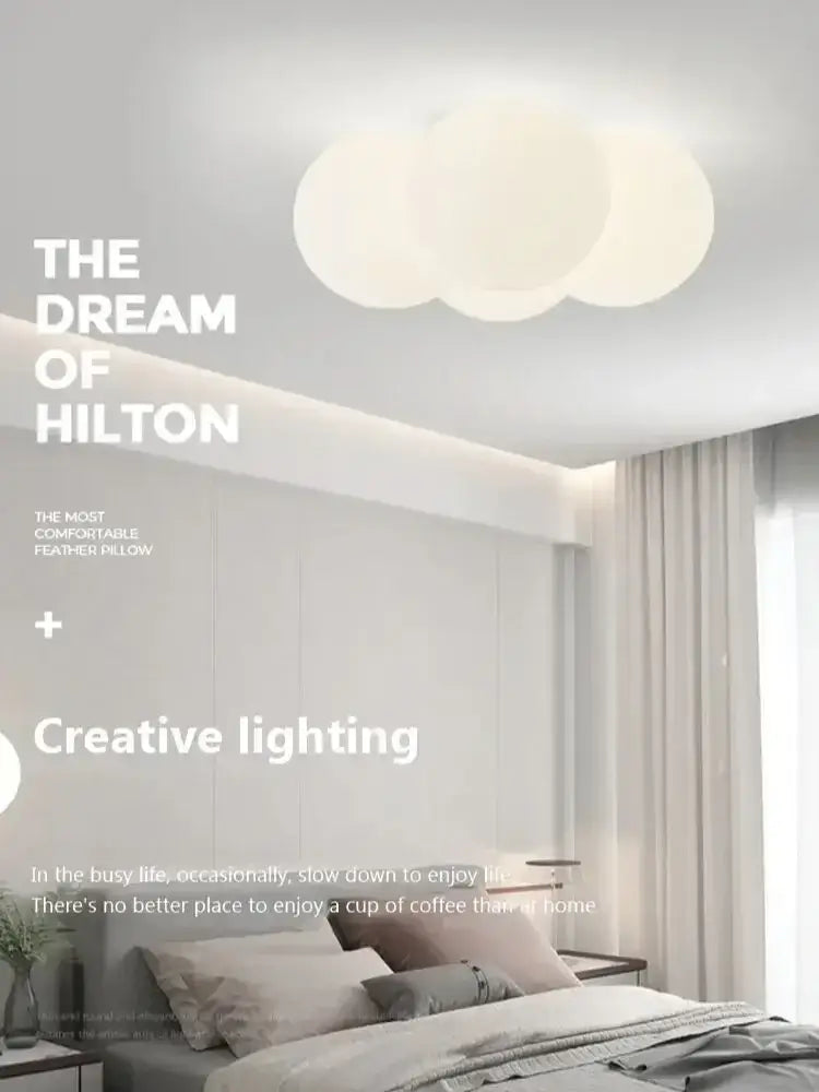 Modern cloud glass ball milky white chandelier living room light