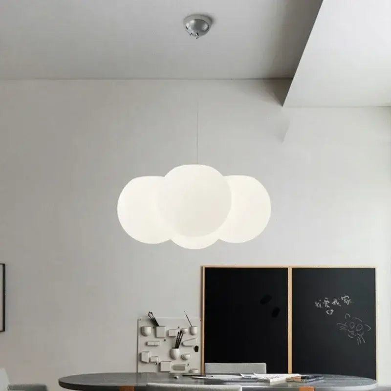Modern cloud glass ball milky white chandelier living room light