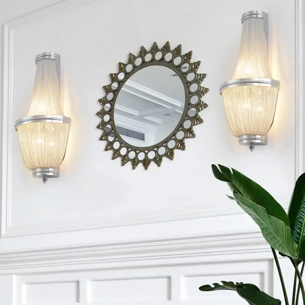 Modern coffee & silver chain wall lamp for bedroom 110v-120v 220v-240v