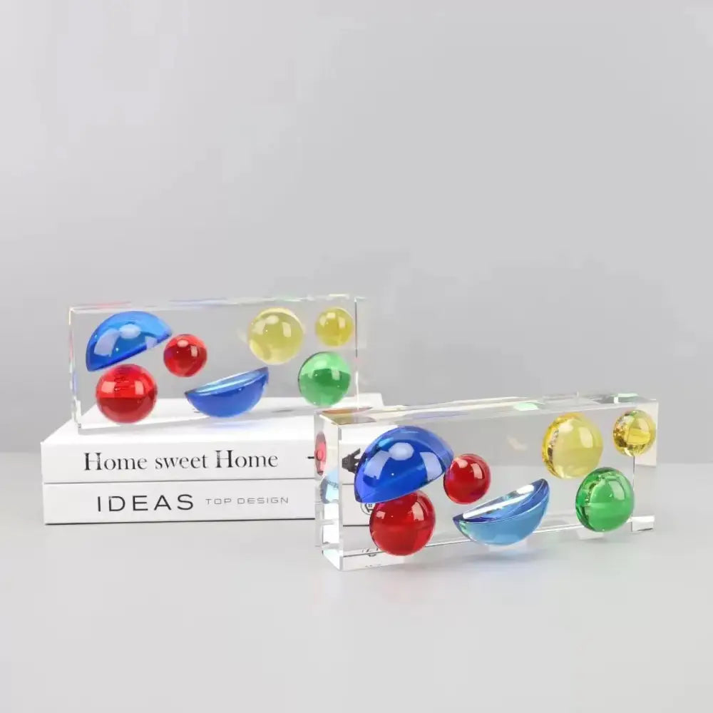 Modern colorful crystal sphere acrylic block living room ornament