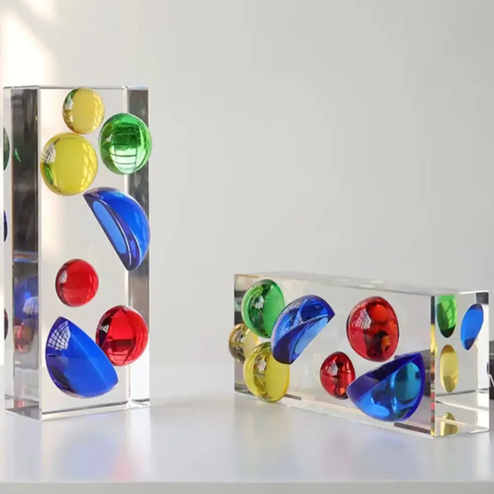Modern colorful crystal sphere acrylic block living room ornament