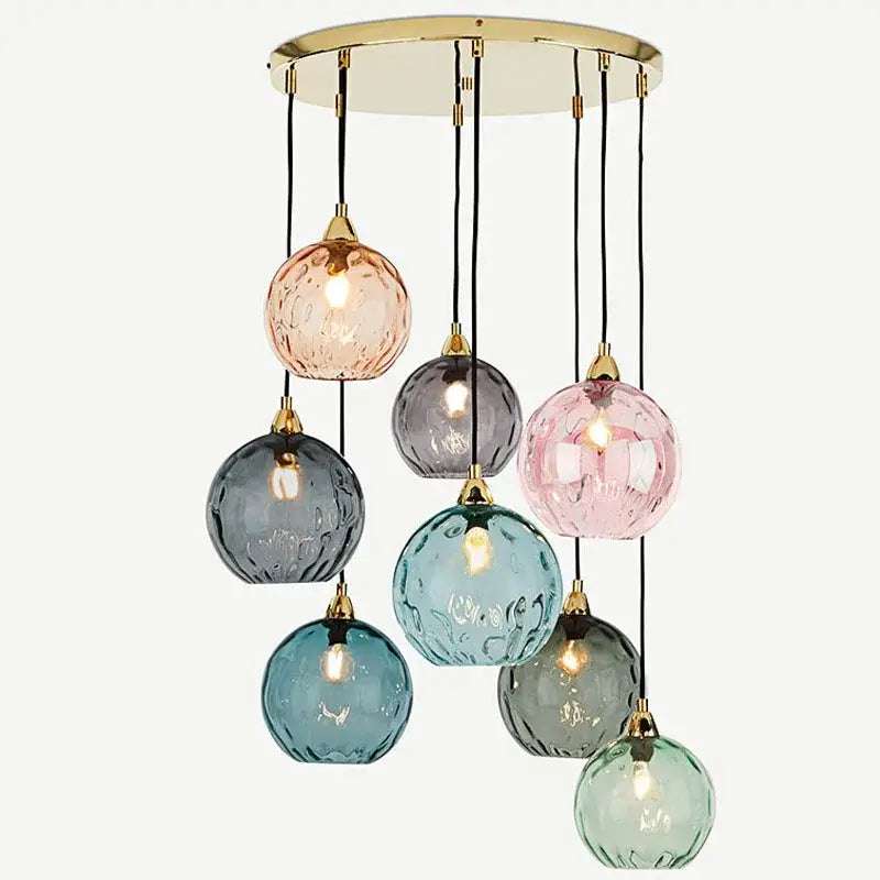 Modern colorful glass ball lustre pendant lights for kitchens
