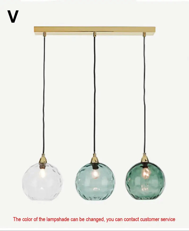 Modern colorful glass ball lustre pendant lights for kitchens