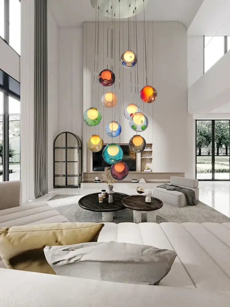 Modern colorful glass ball pendant light for dining room