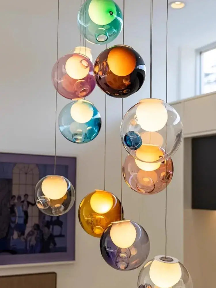Modern colorful glass ball pendant light for dining room
