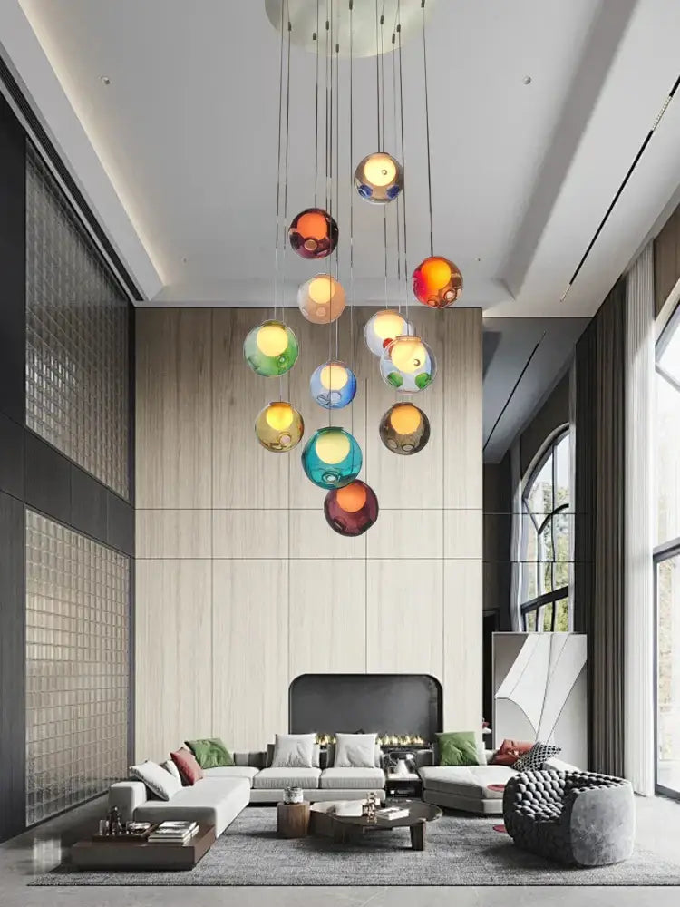 Modern colorful glass ball pendant light for dining room
