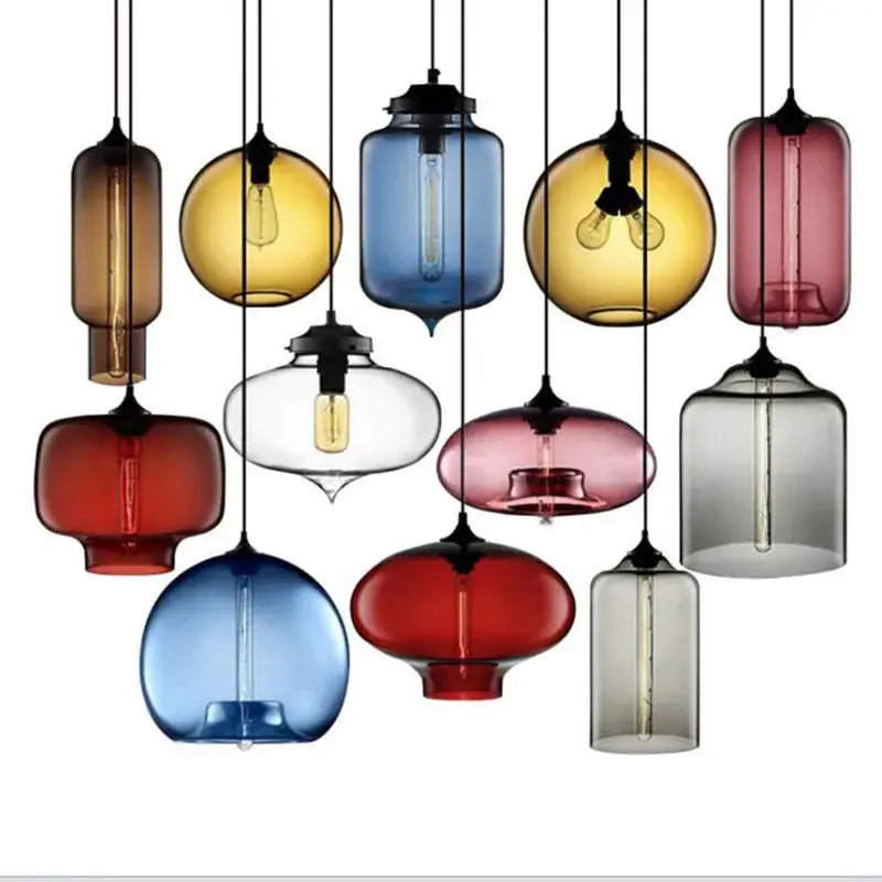 Modern colorful glass bowl pendant lights for kitchen dining room