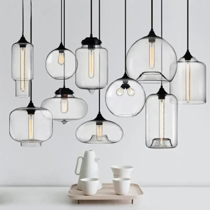 Modern colorful glass bowl pendant lights for kitchen dining room