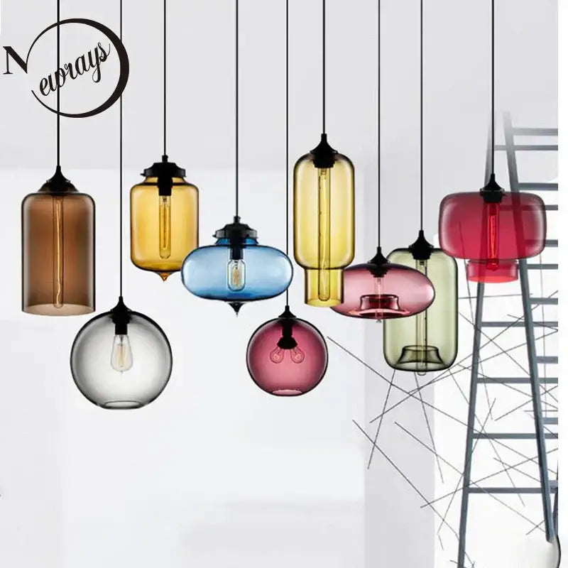 Modern colorful glass bowl pendant lights for kitchen dining room
