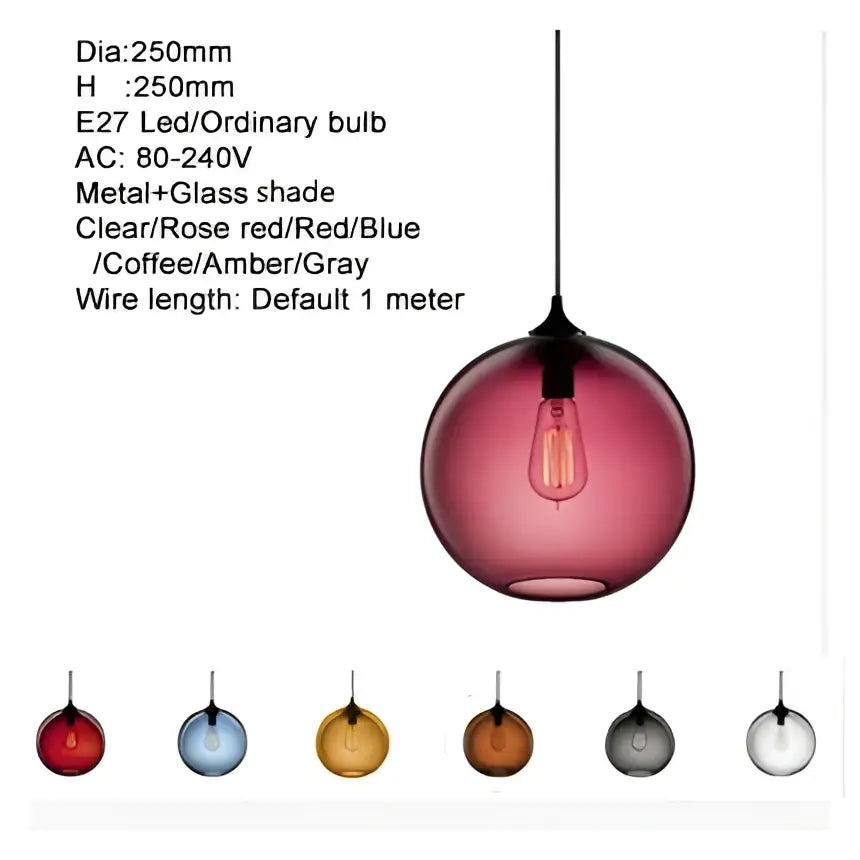 Modern colorful glass bowl pendant lights for kitchen dining room