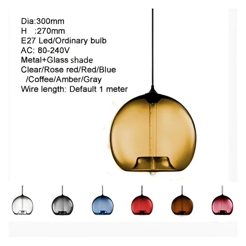 Modern colorful glass bowl pendant lights for kitchen dining room