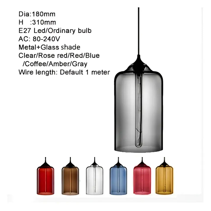 Modern colorful glass bowl pendant lights for kitchen dining room