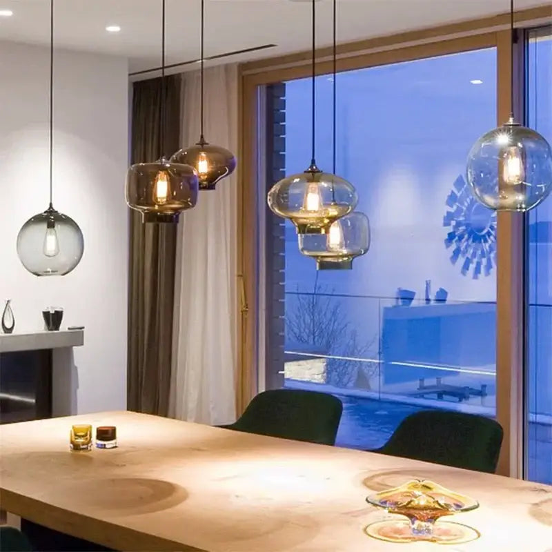 Modern colorful glass bowl pendant lights for kitchen dining room