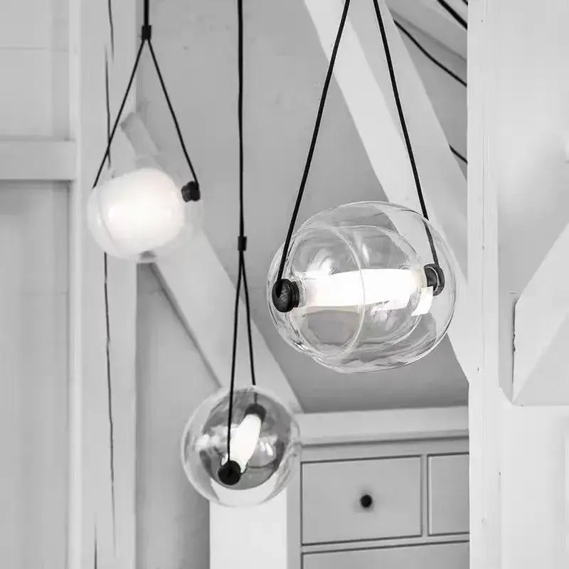 Modern colorful glass capsule led pendant light for kitchen bar