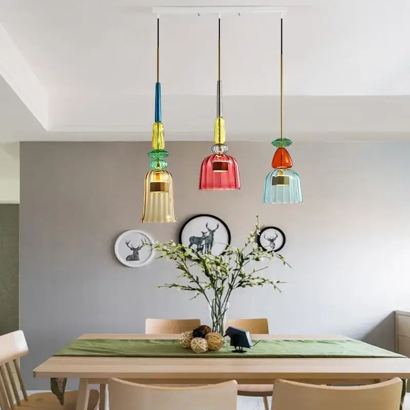 Modern colorful glass led pendant chandeliers kitchen dining room