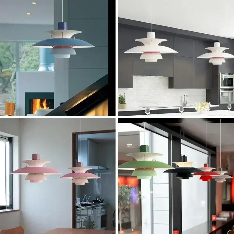 Modern colorful layered led pendant light for kitchen and living room