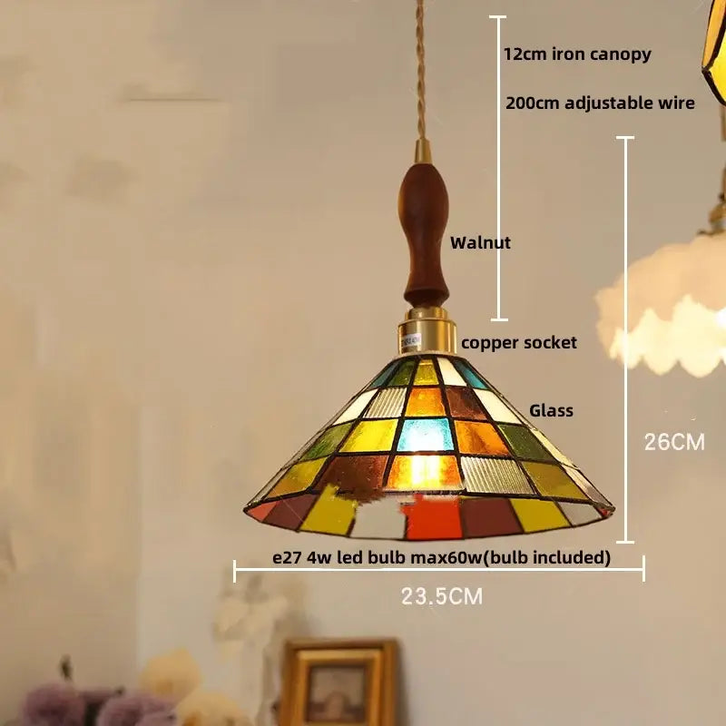 Modern colorful led glass cube pendant light kitchen brass fixture