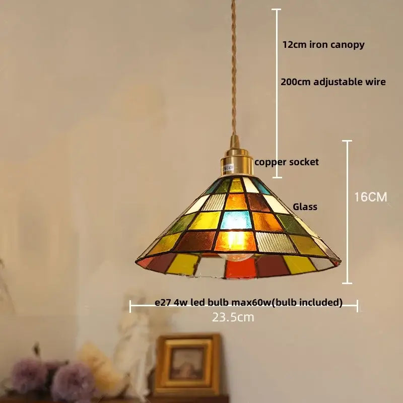 Modern colorful led glass cube pendant light kitchen brass fixture
