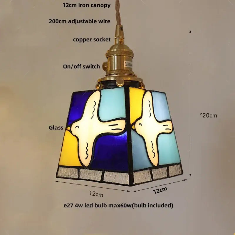 Modern colorful led glass cube pendant light kitchen brass fixture